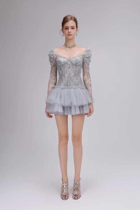 Blue Lace Mini Dress