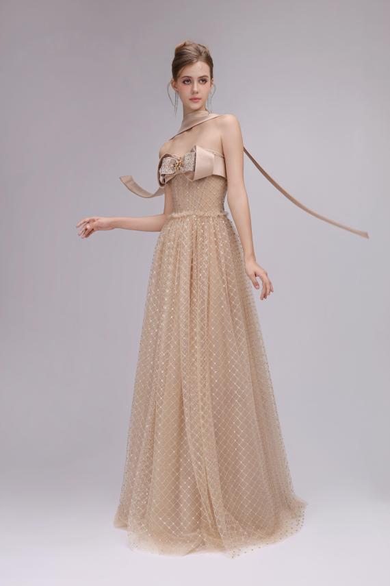 Bow-front Tulle Gown